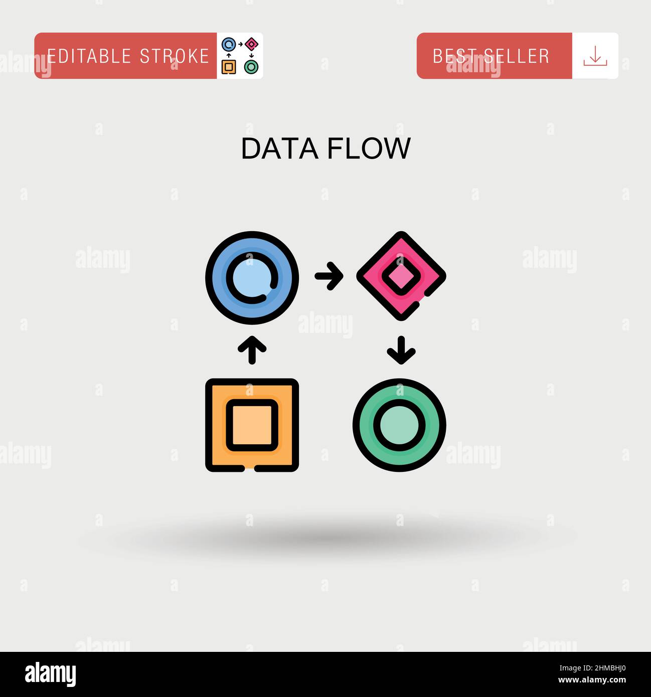 Icône de vecteur simple de flux de données. Illustration de Vecteur