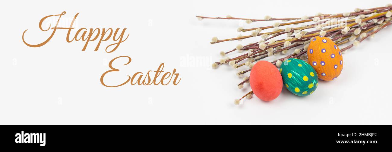 Arrière-plan de Pâques. Œufs de Pâques. Bonne carte de Pâques. Bannière. Copier cPase Banque D'Images