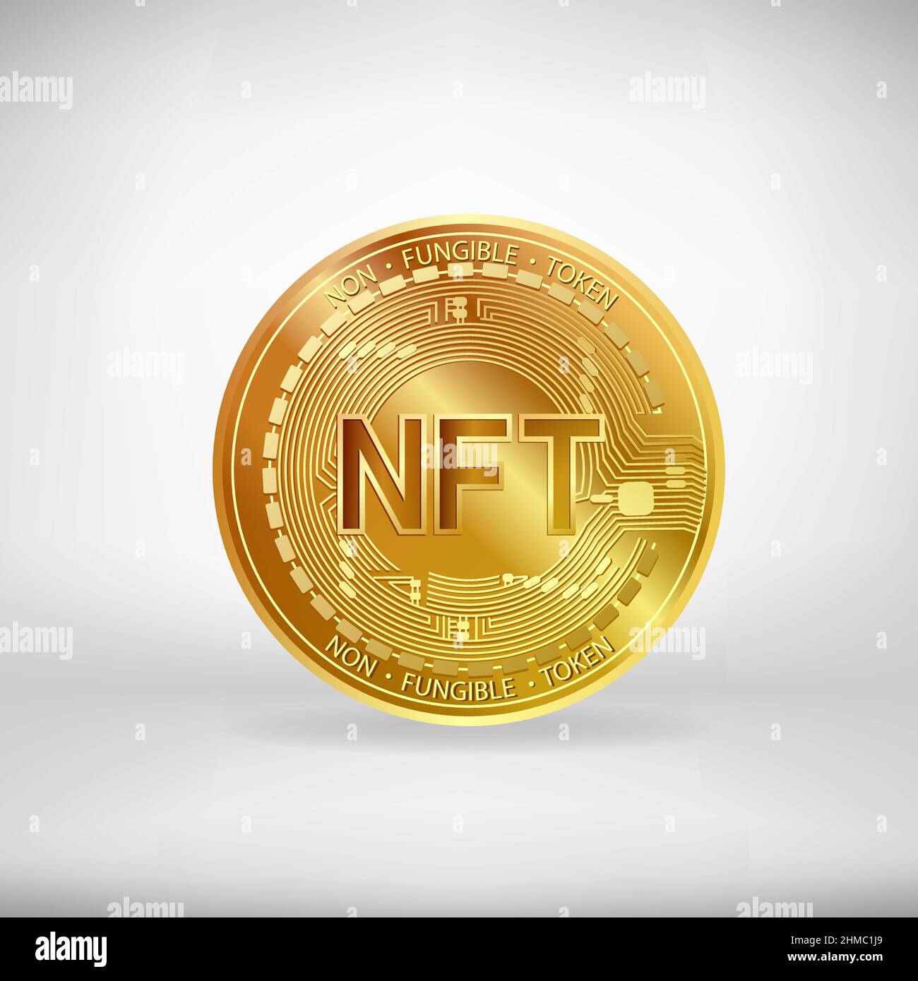 Jeton non fongible (NFT) pièce de monnaie dorée. Icône de crypto-monnaie  numérique Image Vectorielle Stock - Alamy