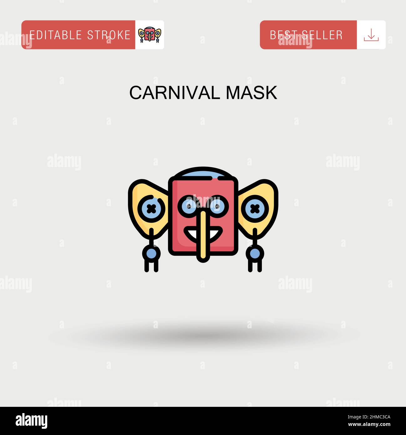 Icône de vecteur simple de masque de carnaval. Illustration de Vecteur