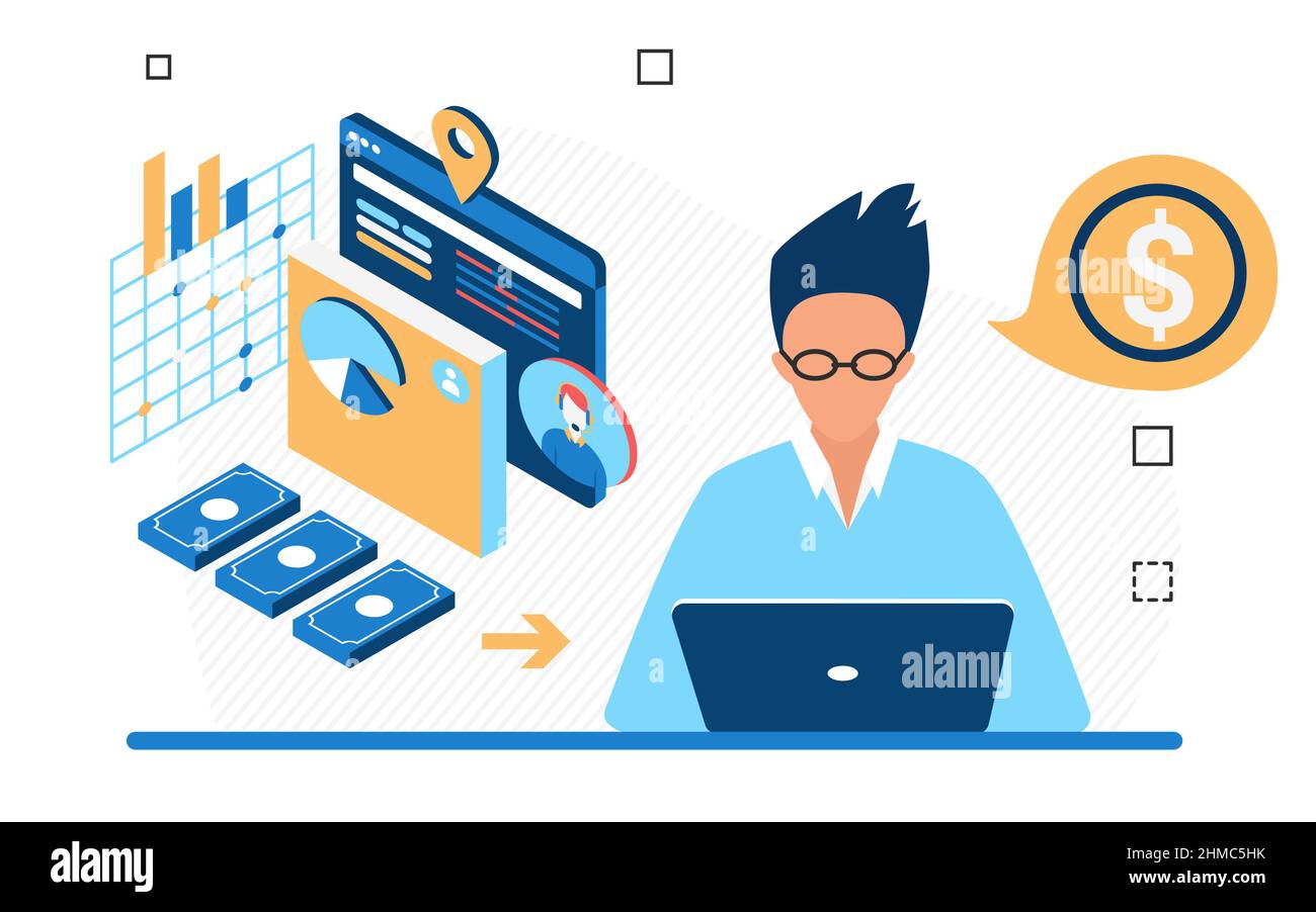 Transaction en ligne de l'historique de compte bancaire personnel financier. Gestion du service de dépôt de profil bancaire Web Illustration de Vecteur