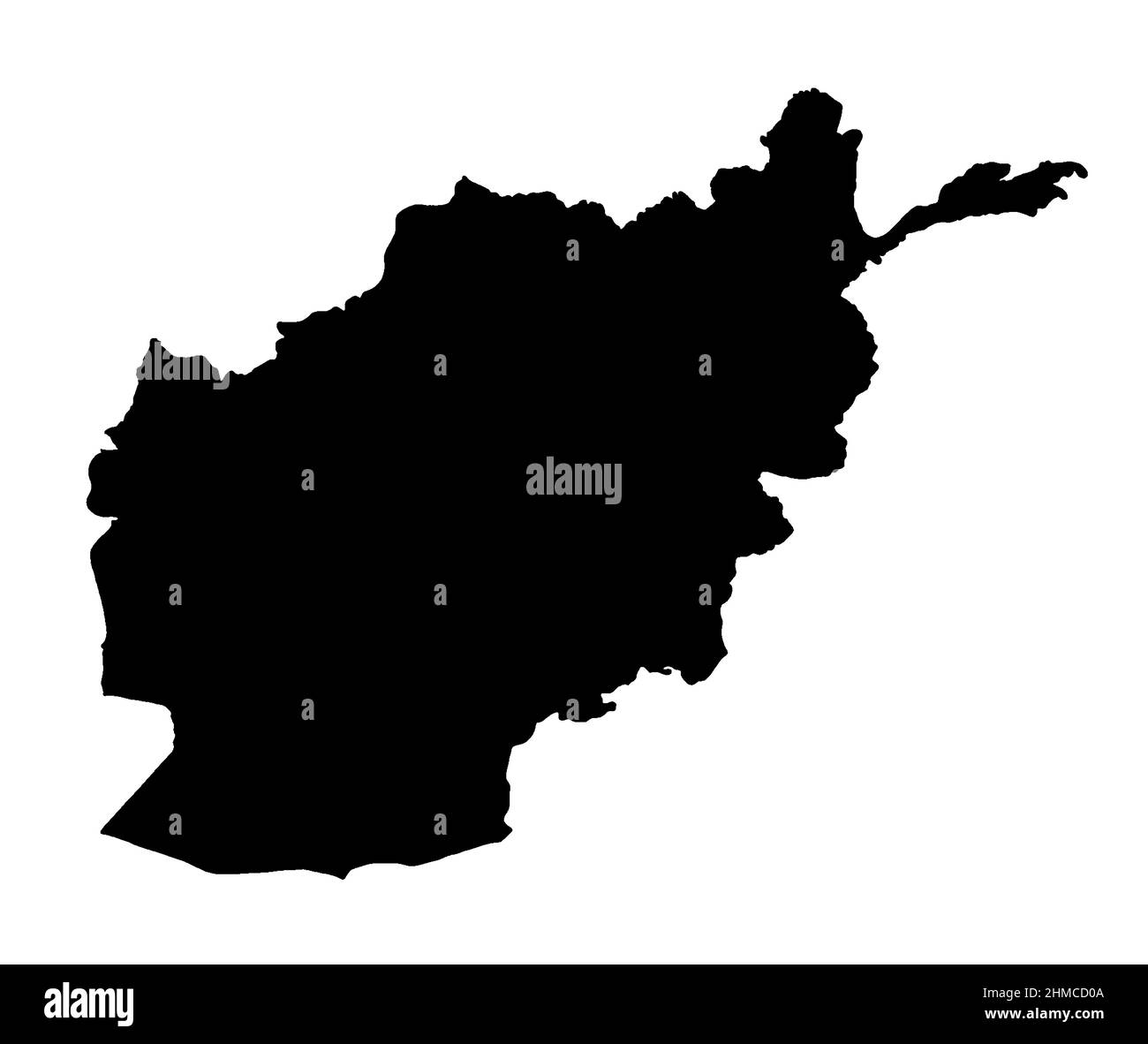 Carte de l'Afghanistan en silhouette noire Banque D'Images