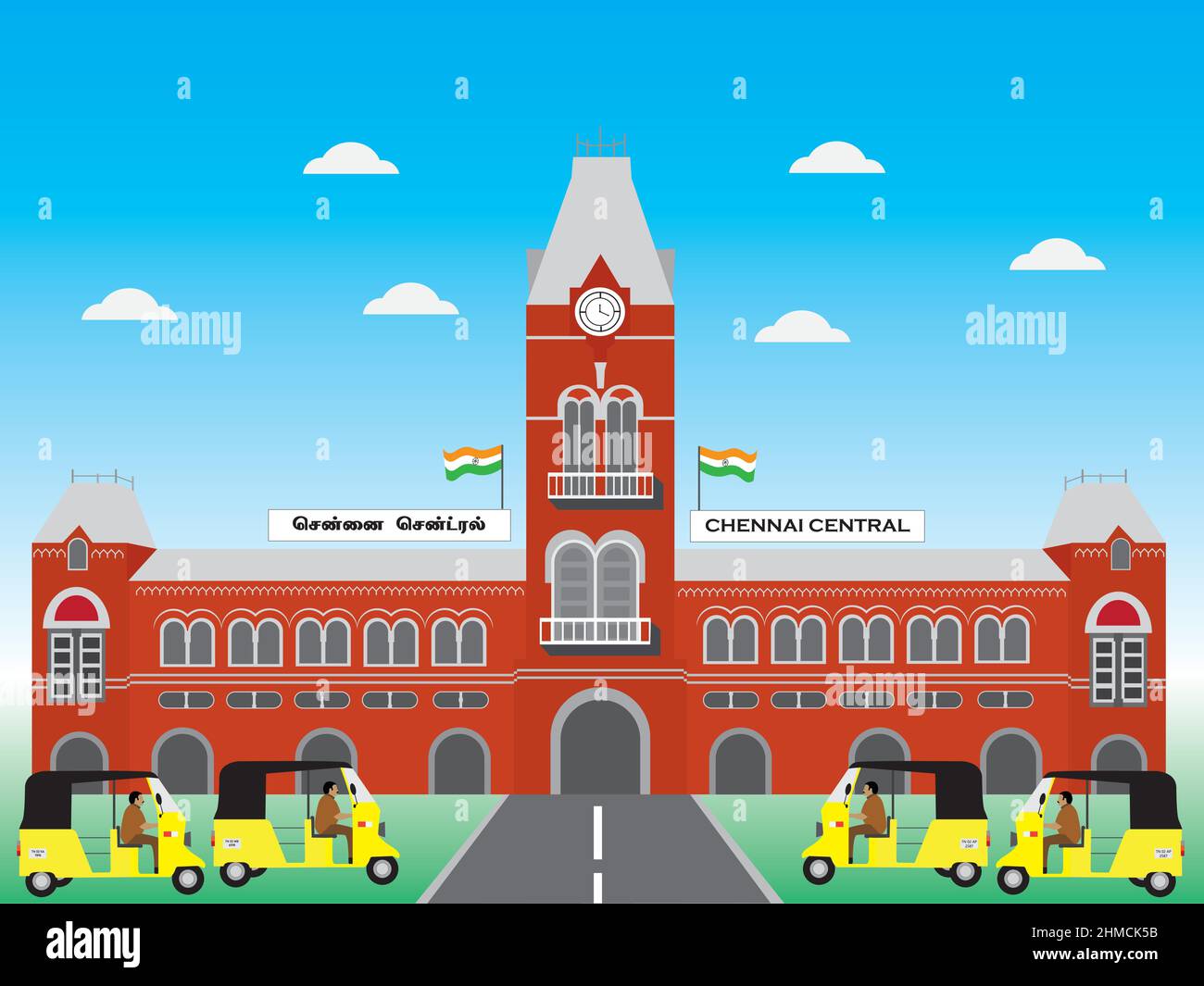 Paysage de la gare centrale de Chennai vecteur Illustration de Vecteur