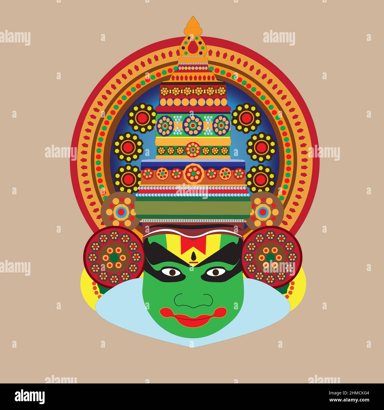 visage de l'artiste kathakali vecteur kerala Illustration de Vecteur