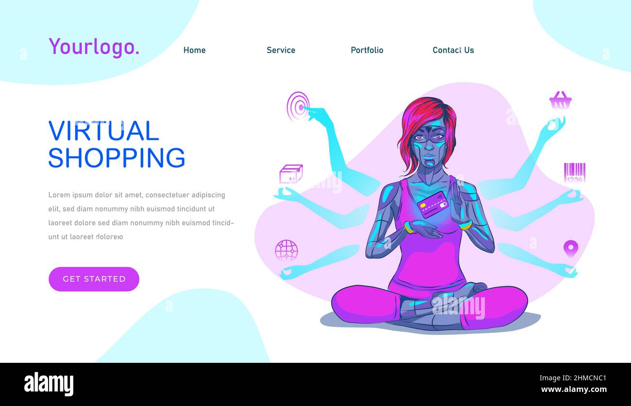 Colis de marchandises en ligne sur le marché Internet. Une femme fait des achats en ligne et reçoit un cadeau. Concept de shopping et de vente au détail. Pouce isométrique plat Ill Illustration de Vecteur