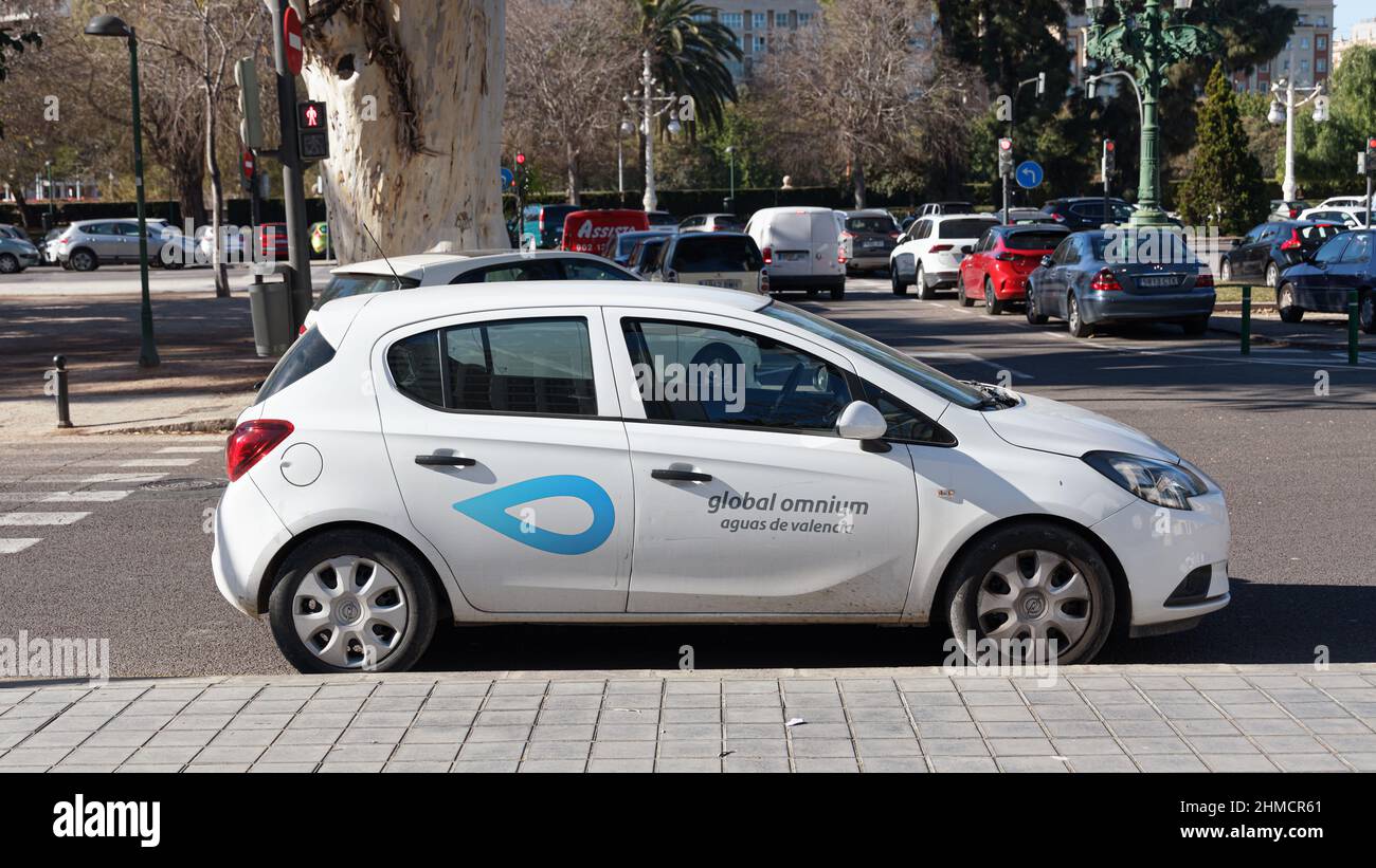 VALENCE, ESPAGNE - 02 FÉVRIER 2022 : Global Omnium est une entreprise spécialisée dans le cycle intégré de l'eau Banque D'Images