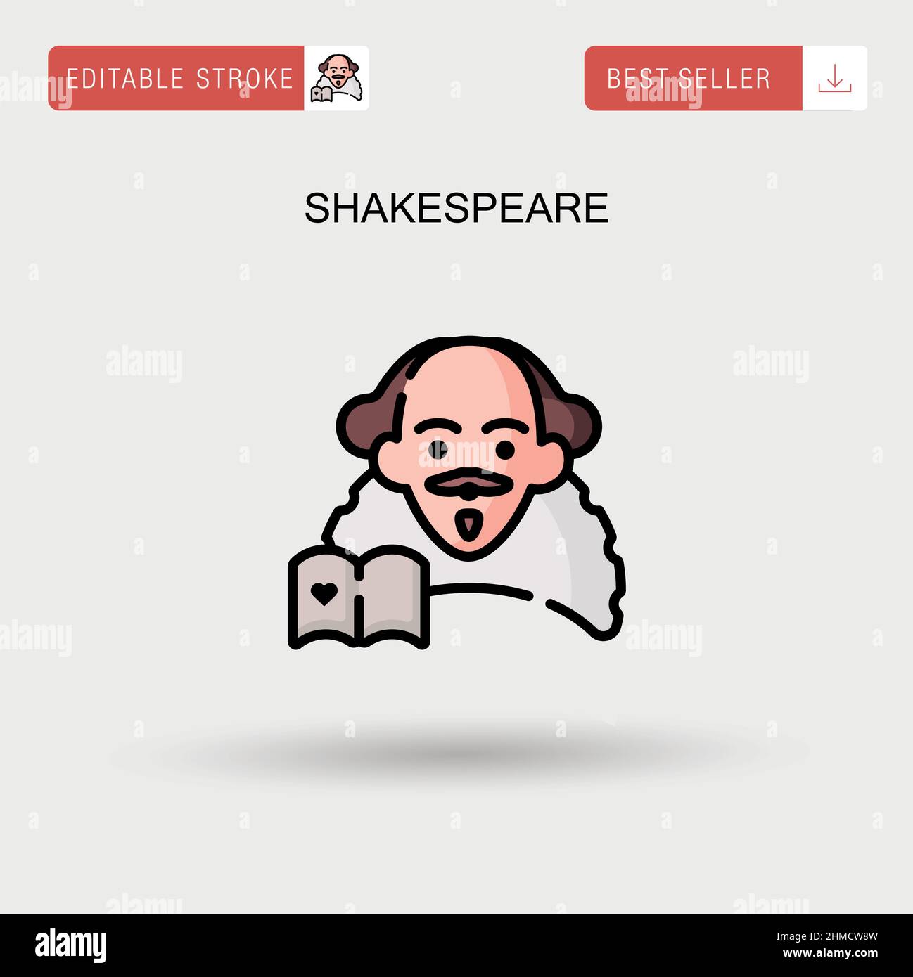 Icône de vecteur simple de Shakespeare. Illustration de Vecteur