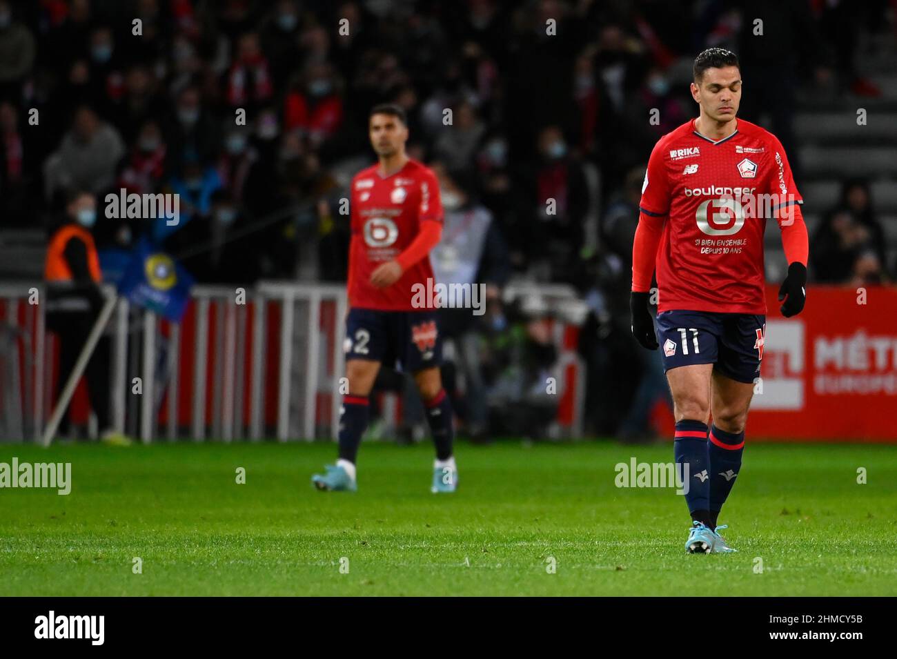 Lille- PSG déception de Hatem Bern Arfa lors du match entre le LOSC et Paris Saint Germain au Stade Pierre Mauroy pour les 23rd jours de Li Banque D'Images