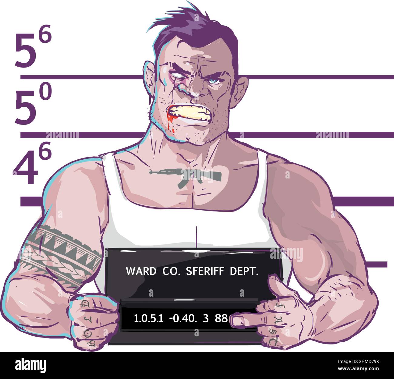 Portrait d'un criminel durci Illustration de Vecteur