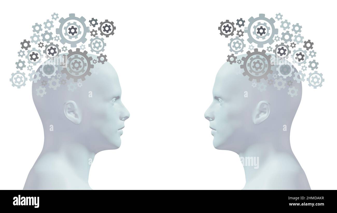 3 d render, concept collectif idée startup équipe, isolé fond blanc Banque D'Images