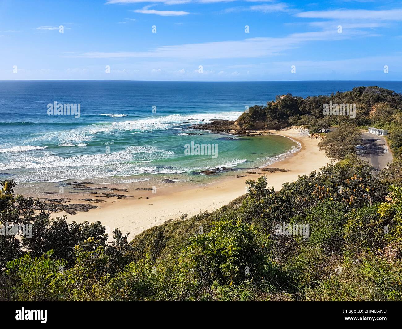 Belle vue sur une plage à Nambucca Heads, Nouvelle-Galles du Sud, Australie Banque D'Images