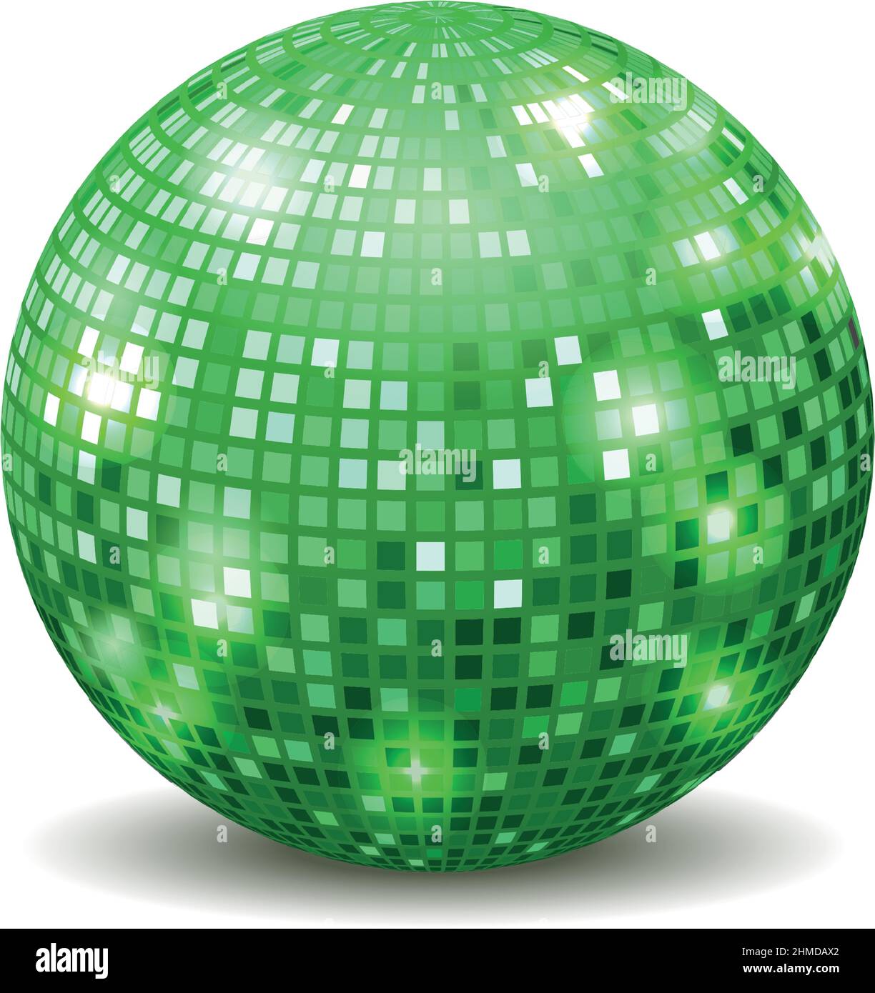 Boule de miroir verte. Boîte de nuit, fête dansante Illustration de Vecteur