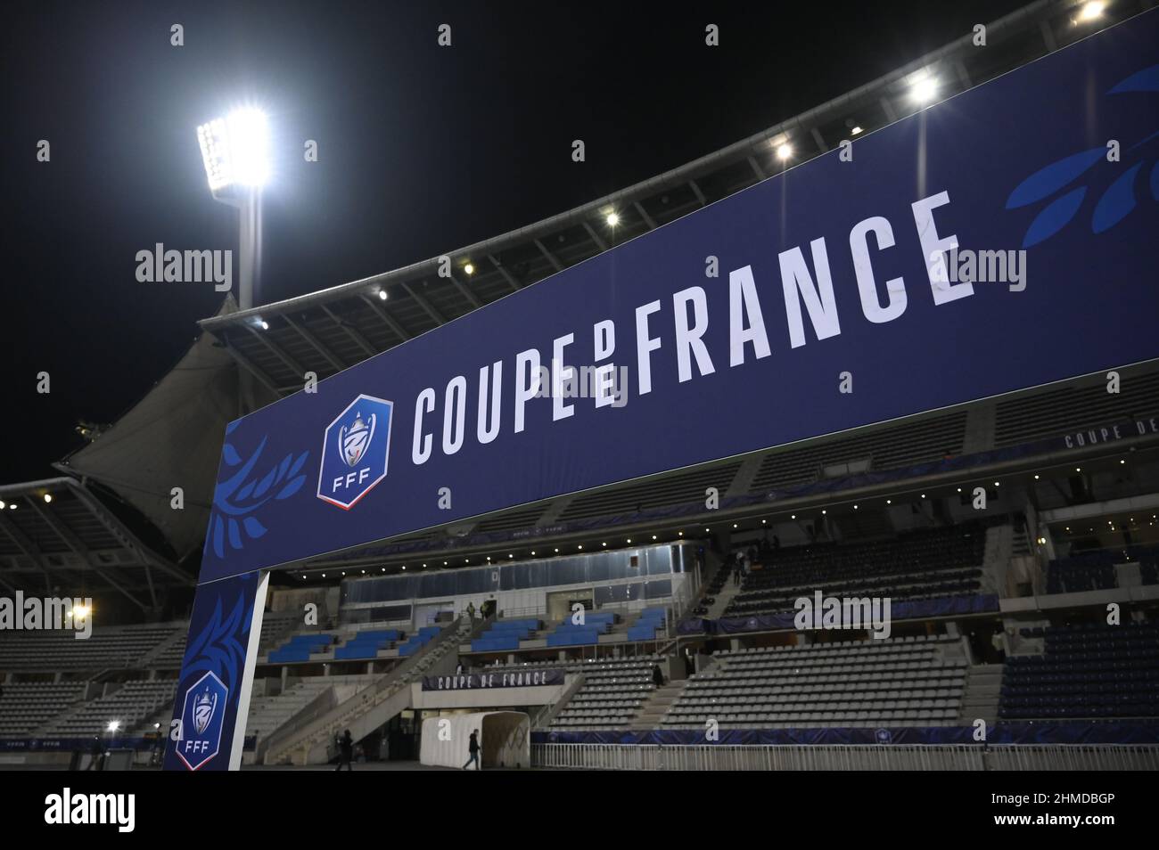 Paris FC - Olympique Lyonnais coupe de France, 32eme de finale logo du coupé de France avant le 32eme de fin de la coupe de France, au Sta Banque D'Images