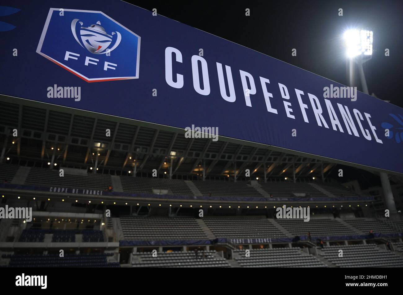 Paris FC - Olympique Lyonnais coupe de France, 32eme de finale logo du coupé de France avant le 32eme de fin de la coupe de France, au Sta Banque D'Images