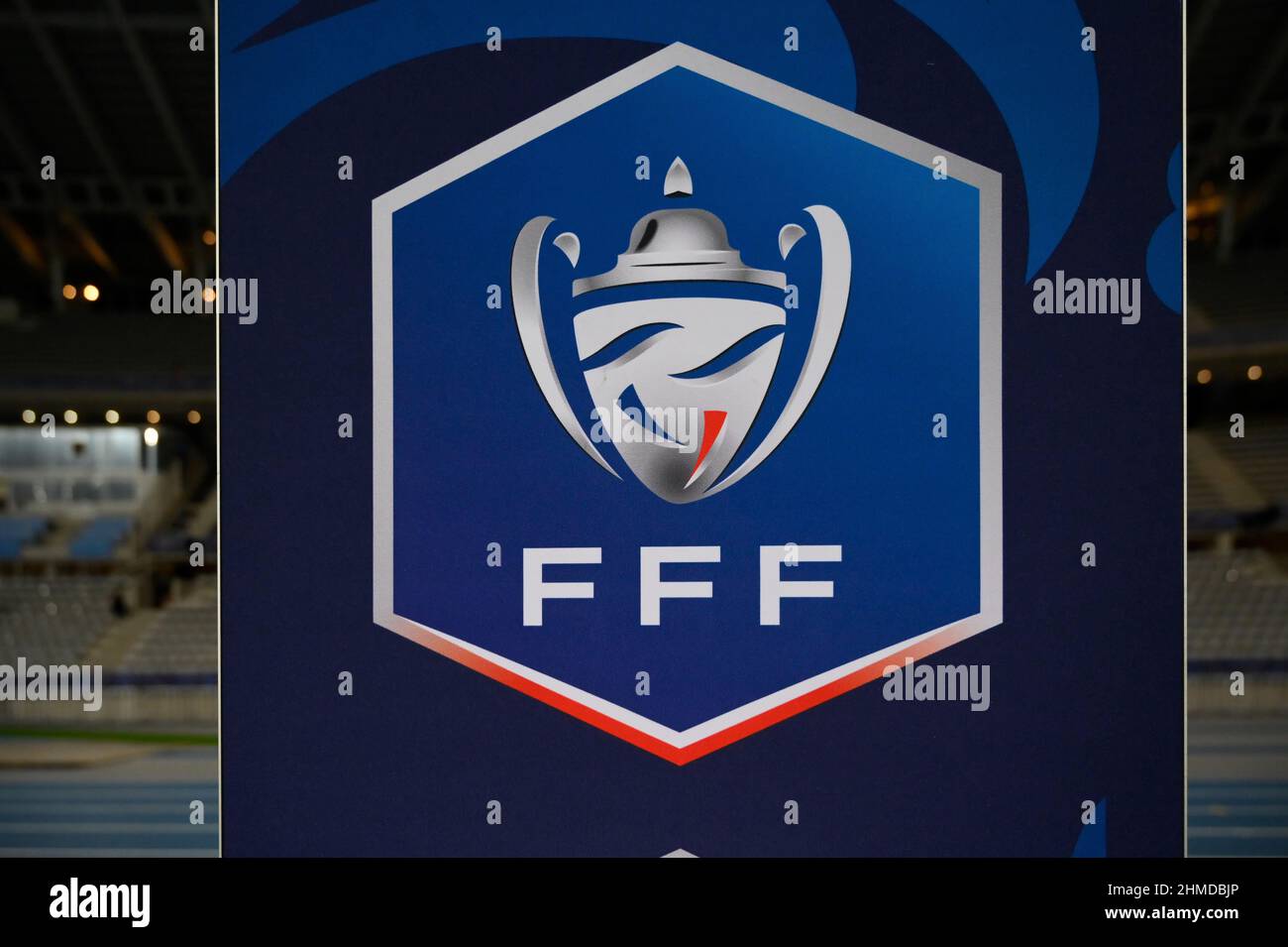 Paris FC - Olympique Lyonnais coupe de France, 32eme de finale logo du coupé de France avant le 32eme de fin de la coupe de France, au Sta Banque D'Images