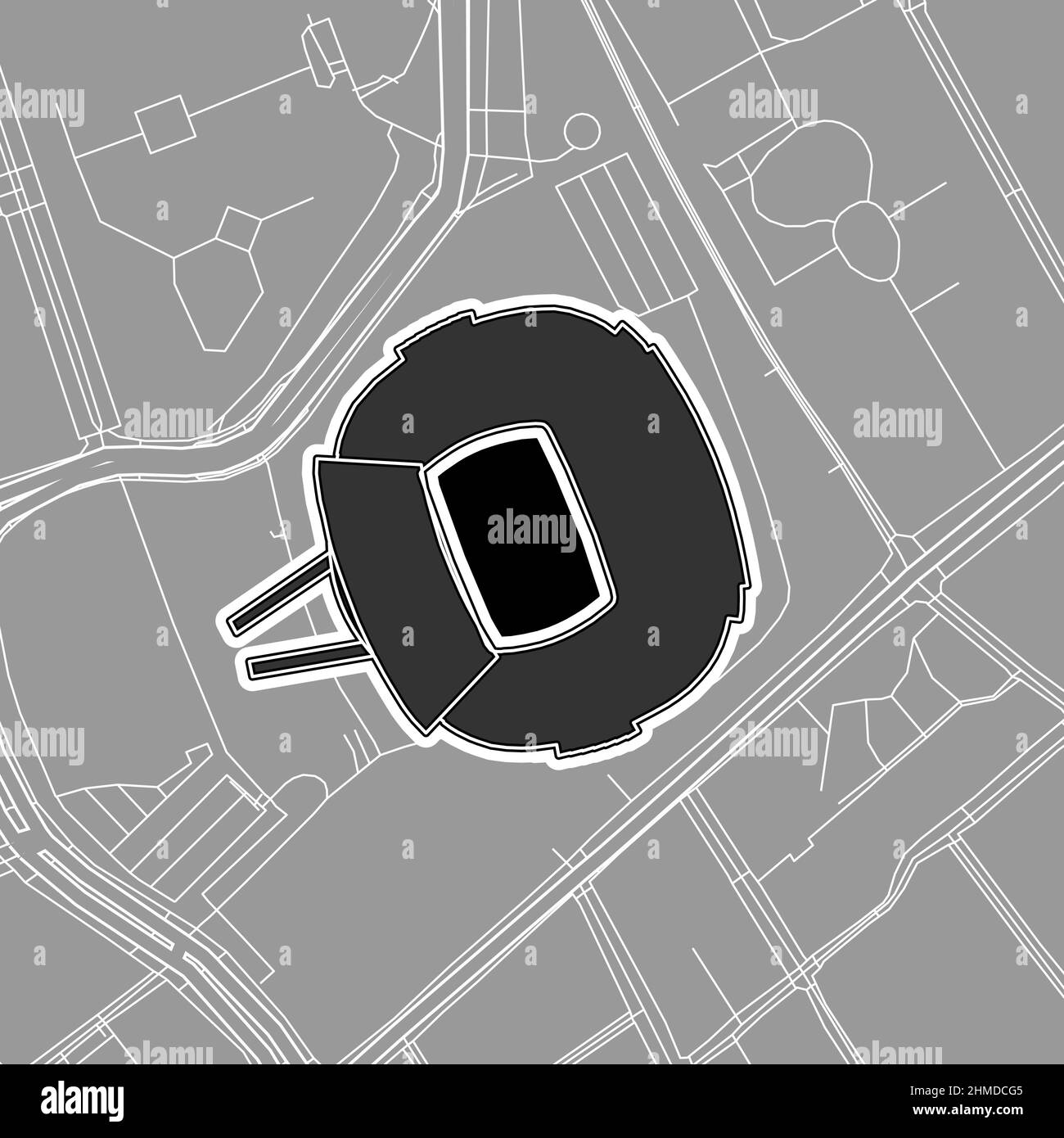Barcelone, stade de baseball MLB, carte vectorielle. La carte du statium de base-ball a été tracée avec des zones blanches et des lignes pour les routes principales, les routes latérales. Illustration de Vecteur