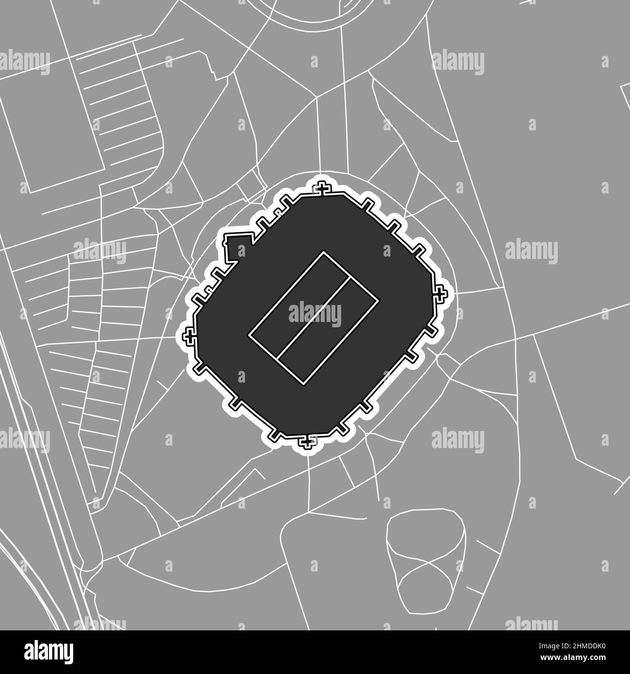 Gelsenkirchen, stade de baseball MLB, carte vectorielle. La carte du statium de base-ball a été tracée avec des zones blanches et des lignes pour les routes principales, les routes latérales. Illustration de Vecteur