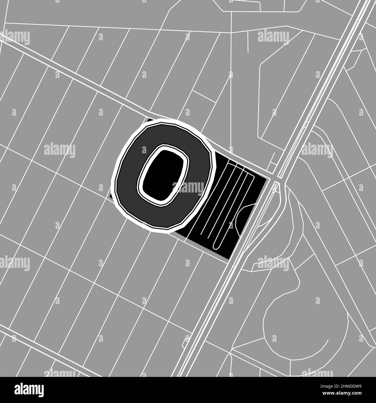 Guadalajara, Baseball MLB Stadium, carte vectorielle. La carte du statium de base-ball a été tracée avec des zones blanches et des lignes pour les routes principales, les routes latérales. Illustration de Vecteur