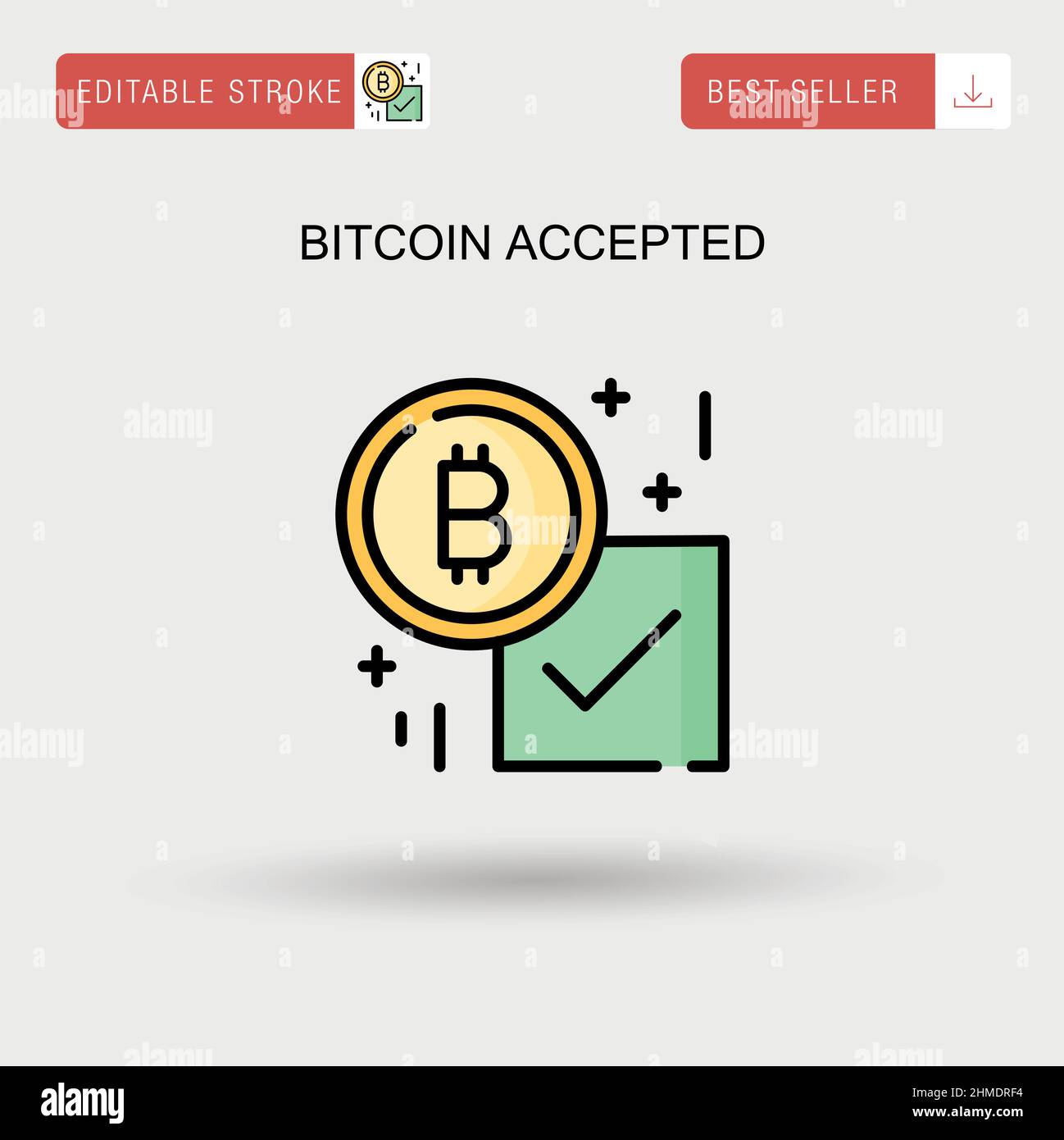 Icône de vecteur simple accepté par Bitcoin. Illustration de Vecteur