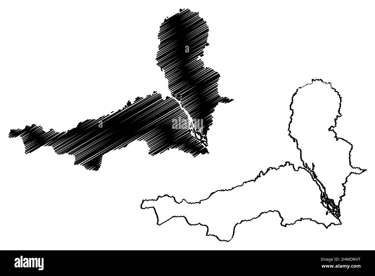 Municipalité de Novo Airao (État d'Amazonas, municipalités du Brésil, République fédérative du Brésil) carte illustration vectorielle, croquis de griffonnage New Airao M. Illustration de Vecteur