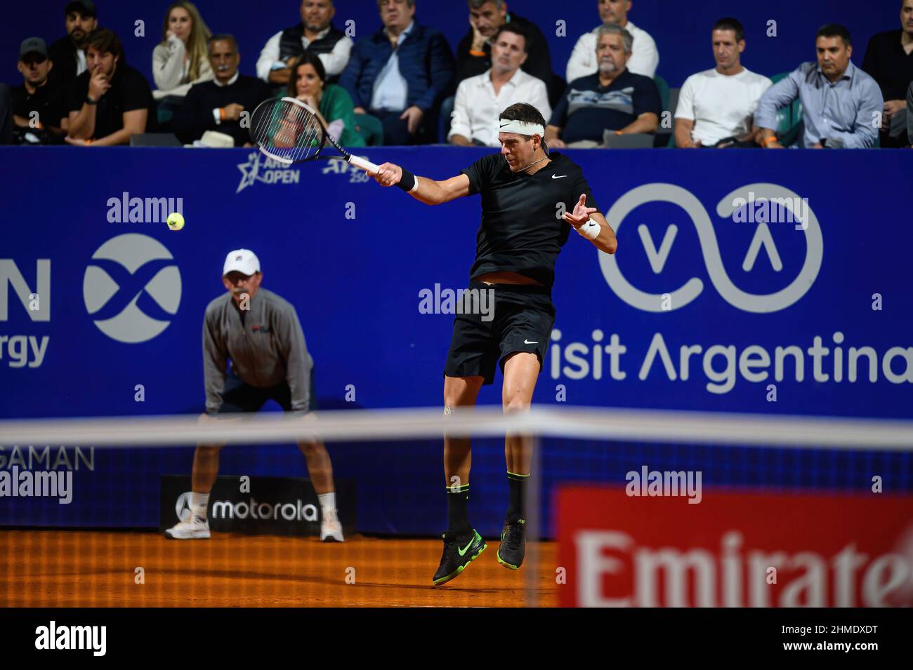 Buenos Aires, Argentine - 8 février 2022, Buenos Aires, Argentine. 08th févr. 2022. Juan Martin Del Potro vu en action lors d'un match de tennis Argentine Open au stade Guillermo Vilas. Federico Delbonis remporte le 6-1/6-3 crédit: SOPA Images Limited/Alay Live News Banque D'Images