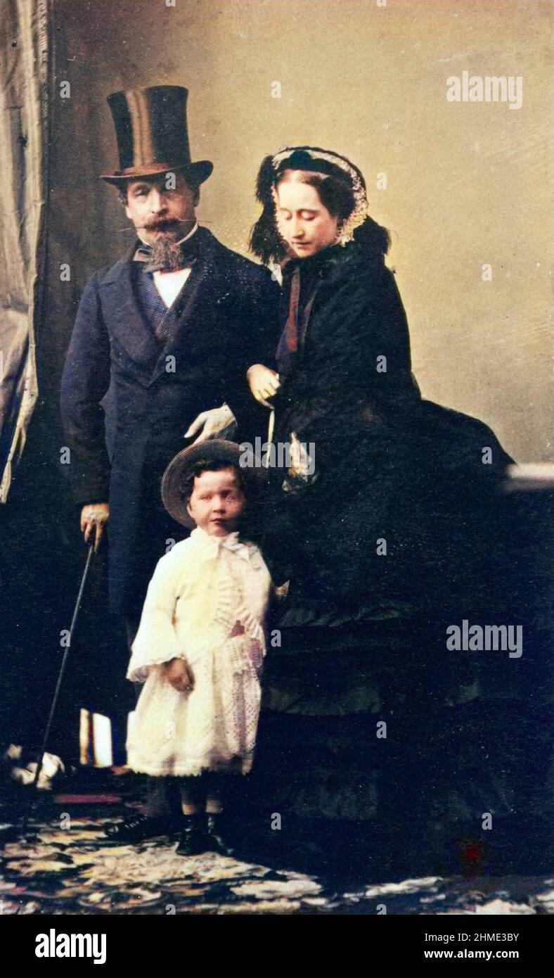 Napoléon III, épouse de France (1808-1873) avec son épouse, l'impératrice Eugénie (1826-1920) et son fils, Eugène, le prince impérial (1856-1879) (Louis-Napoléon Bonaparte) Banque D'Images