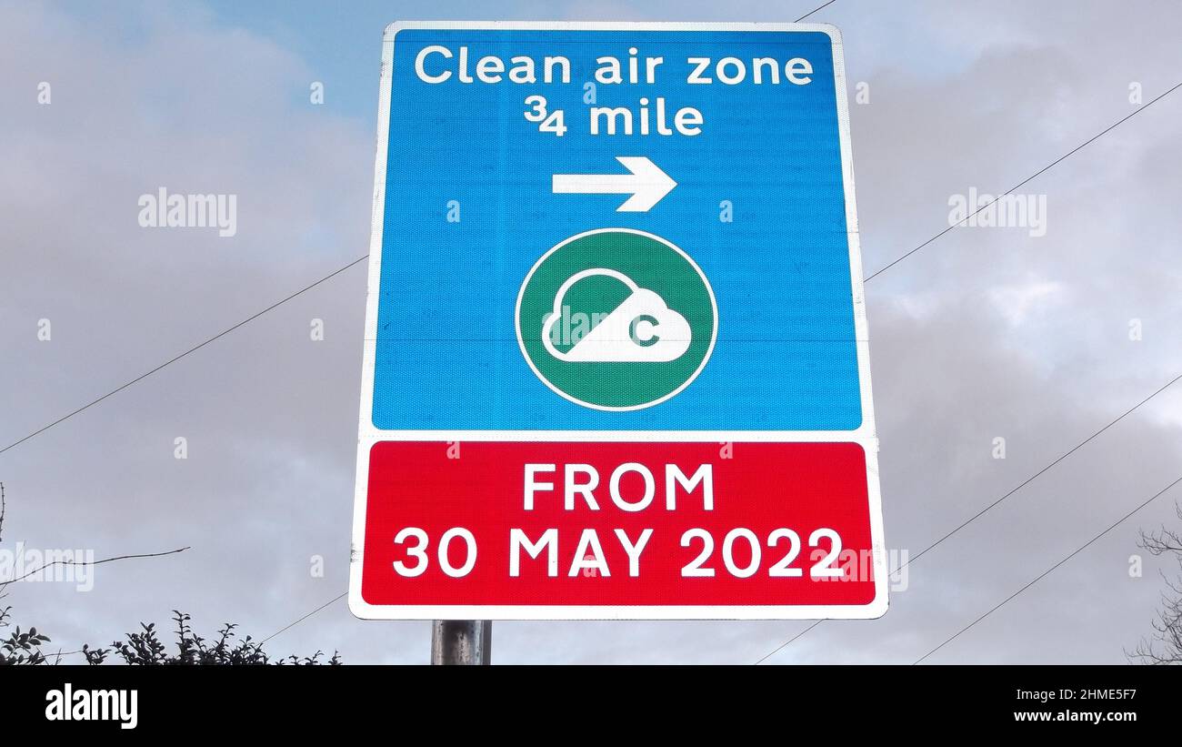 Zone d'air pur à partir du 30th mai 2022 panneau routier Upholland, Lancashire, Royaume-Uni, 01-02-2022 Banque D'Images