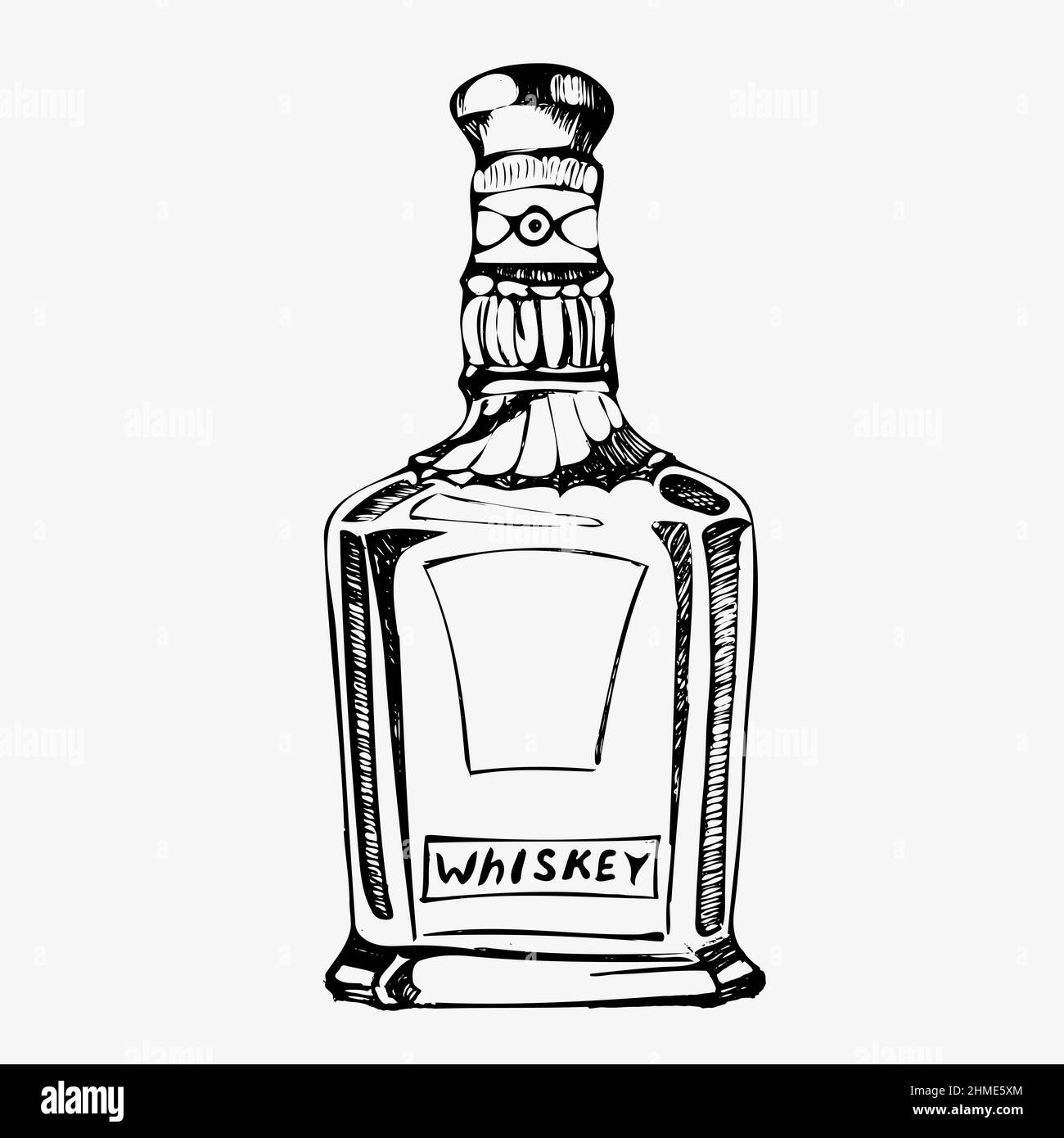 Bouteille de whisky classique Sombrero sur le dessus . Illustration de Vecteur