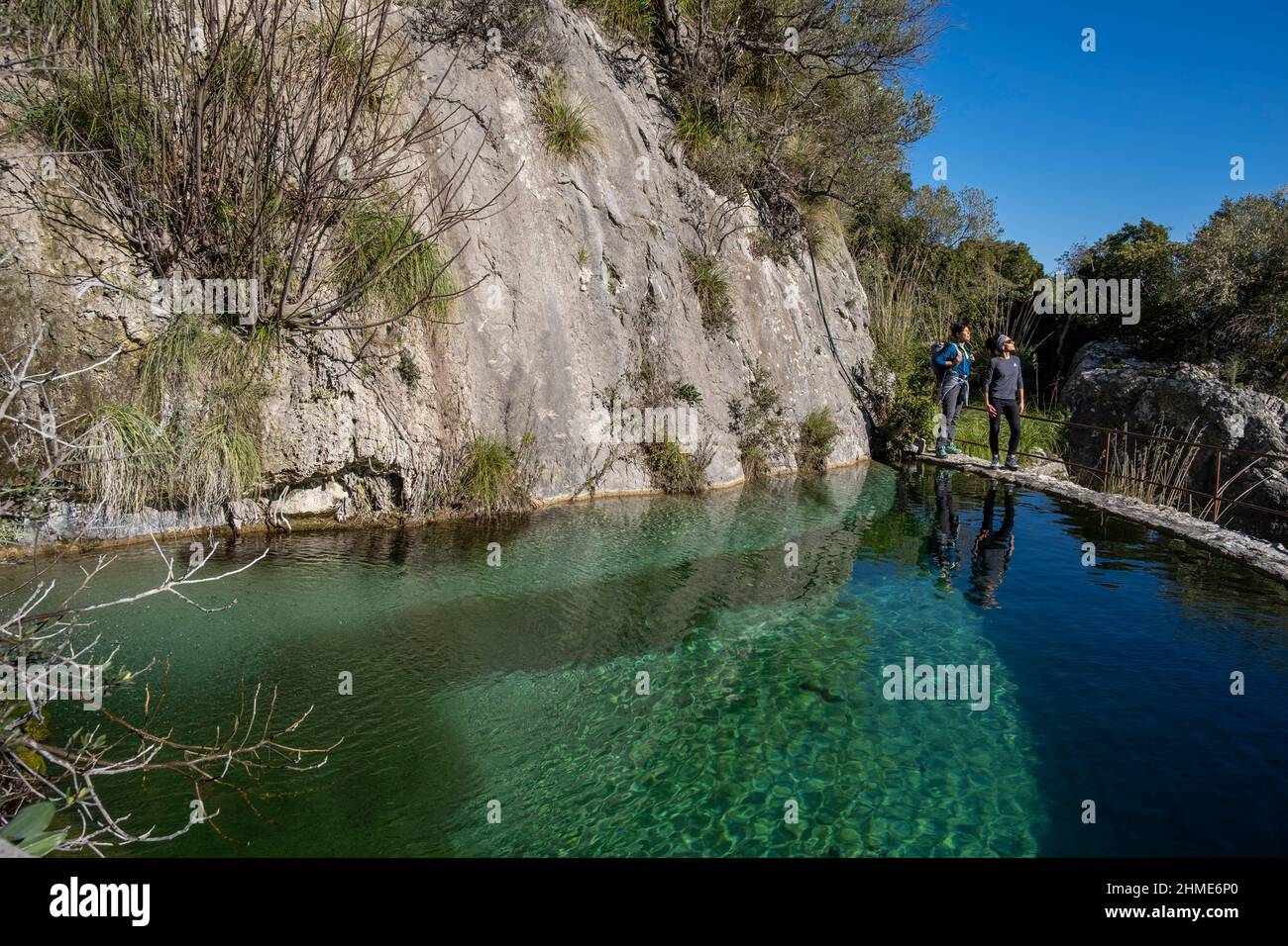 Assarell étang naturel, Pollença, Majorque, Iles Baléares, Espagne Banque D'Images
