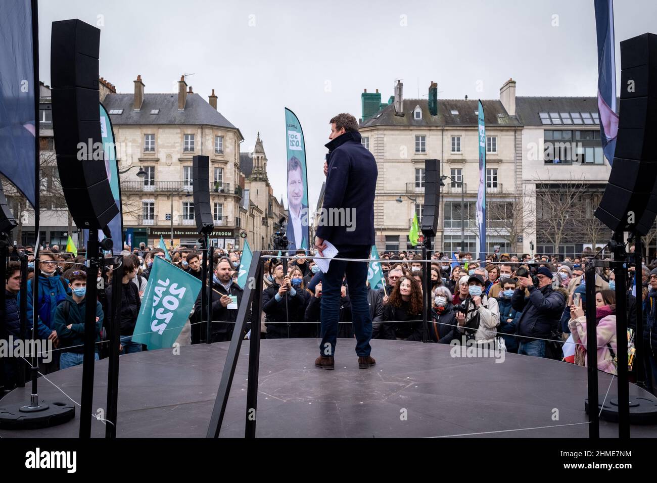 France, Bretagne, Rennes, le 2022-02-08. Yannick Jadot, député européen et candidat à l'élection présidentielle de l'Europe Ecologie les Verts ( Banque D'Images