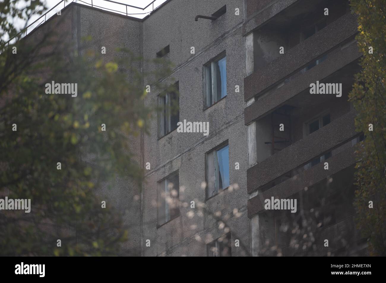 Un appartement abandonné à Pripyat, en Ukraine, près de la centrale nucléaire de Tchernobyl. Banque D'Images