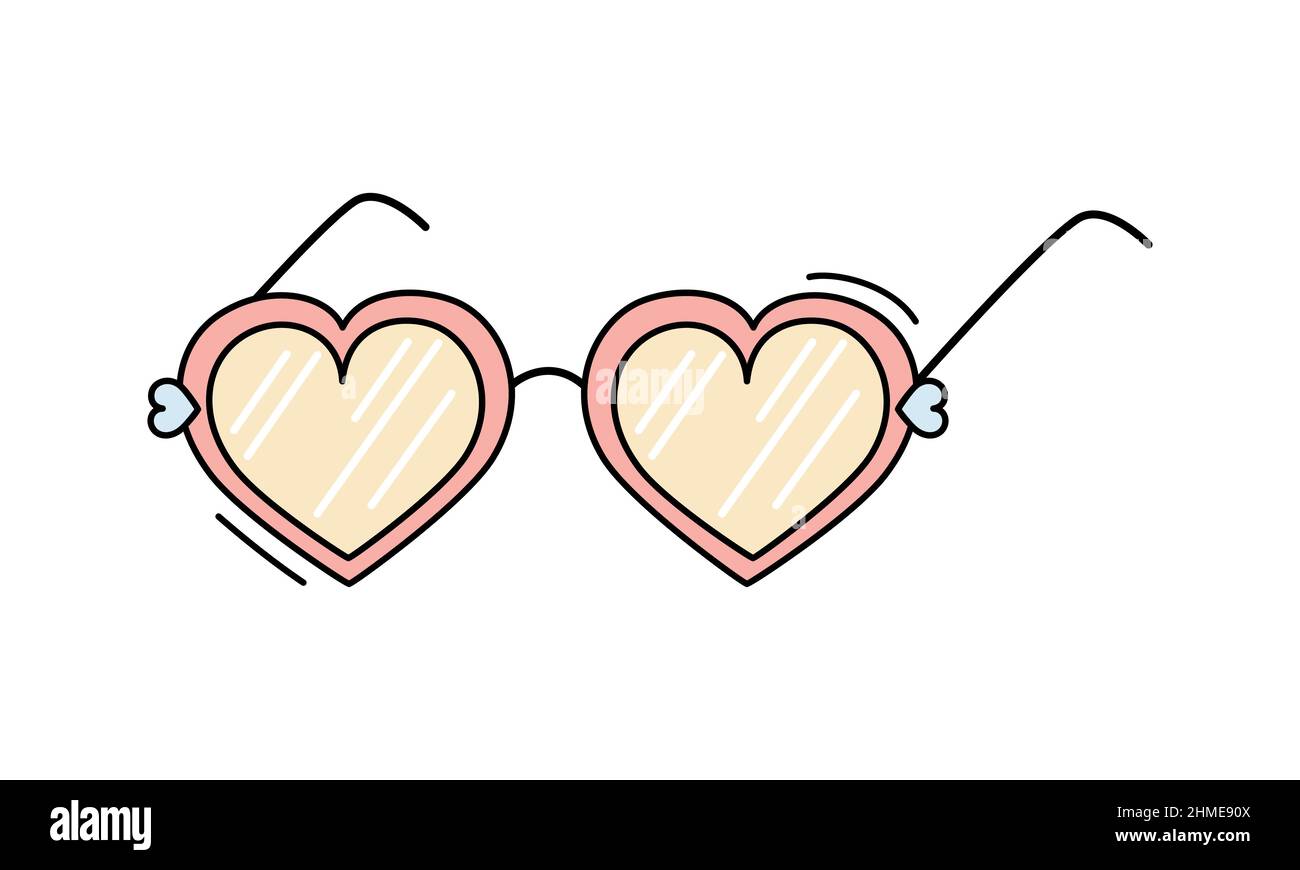 Illustration vectorielle de lunettes de vue avec lentille en forme de coeur. Illustration de Vecteur