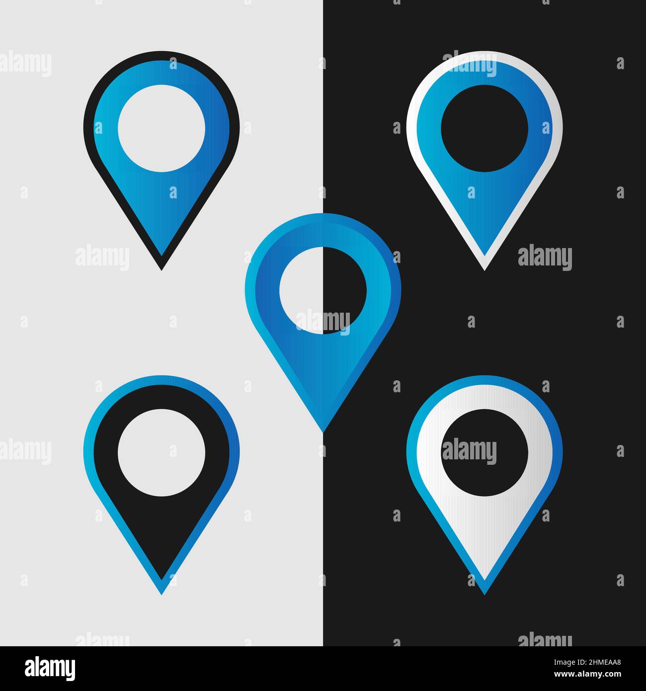 Icône représentant une épingle de carte vectorielle bleue et blanche. Facile à modifier et évolutif pour toutes les tailles. Illustration de Vecteur