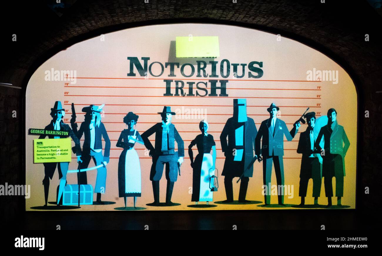 Un affichage numérique à EPIC, le Musée irlandais de l'émigration, montrant des gens « irlandaises célèbres » de l'histoire du pays. Banque D'Images