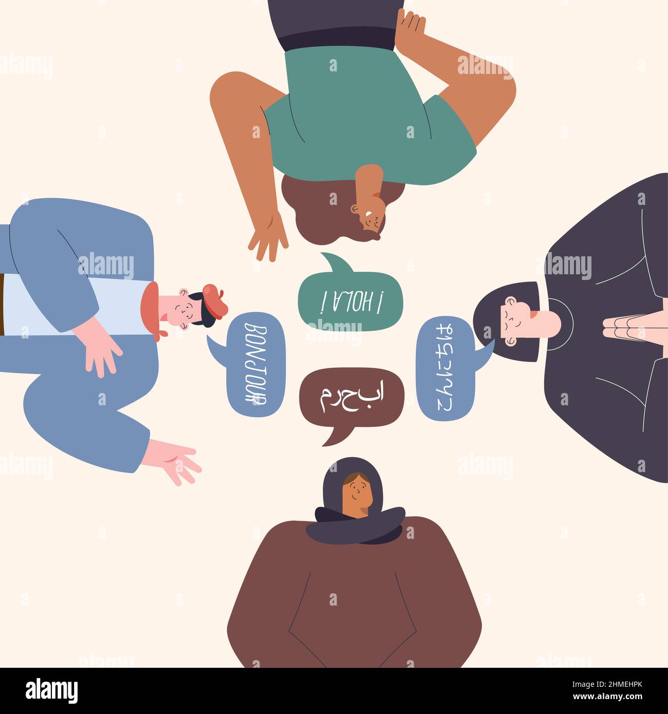 personnes apprentissage de la langue caractères de groupe Illustration de Vecteur