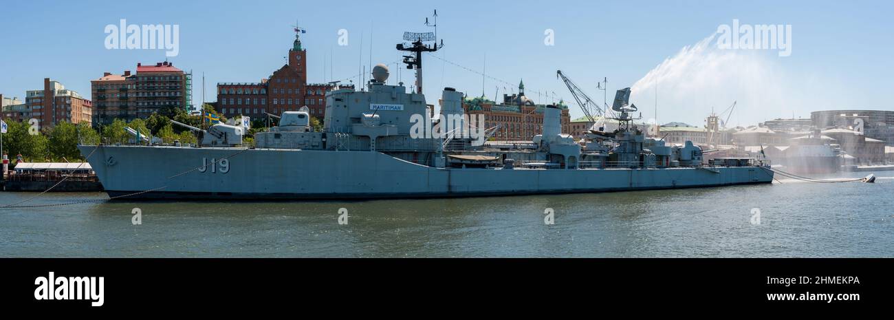 Göteborg, Suède - Mai 30 2009: HSwMS J19 Småland est un destroyer décommissionné qui sert maintenant de navire de musée à Maritiman. Banque D'Images