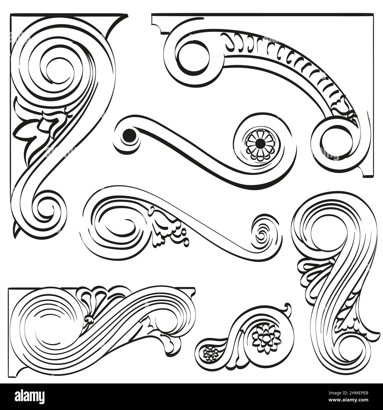 Éléments de design vintage avec détails architecturaux. Colonne et cartouche de style ancien baroque classique. Vecteur Illustration de Vecteur