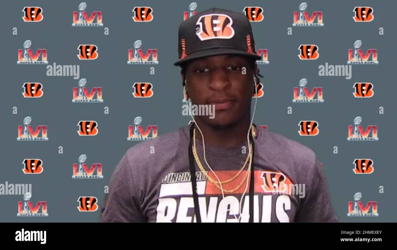 Los Angeles, États-Unis. 09th févr. 2022. Capture d'écran de Mike Hilton Cincinnati Bengals Corner back 21 au cours d'une session de disponibilité des médias publiée aux médias le 9 février 2022 pour le Super Bowl LVI entre les Cincinnati Bengals et les Los Angeles Rams. (Photo NFL Virtual Media Center via Credit: SIPA USA/Alamy Live News Banque D'Images