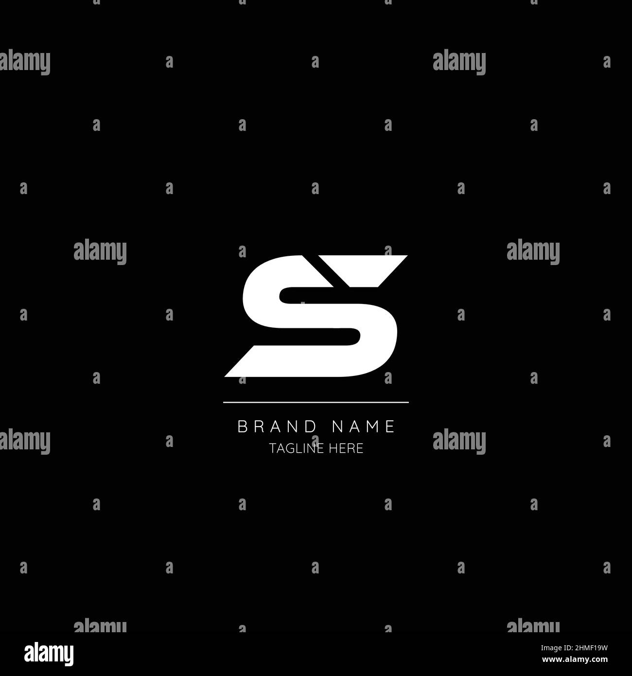 Style minimal blanc et noir lettre S logo initial. Illustration de Vecteur