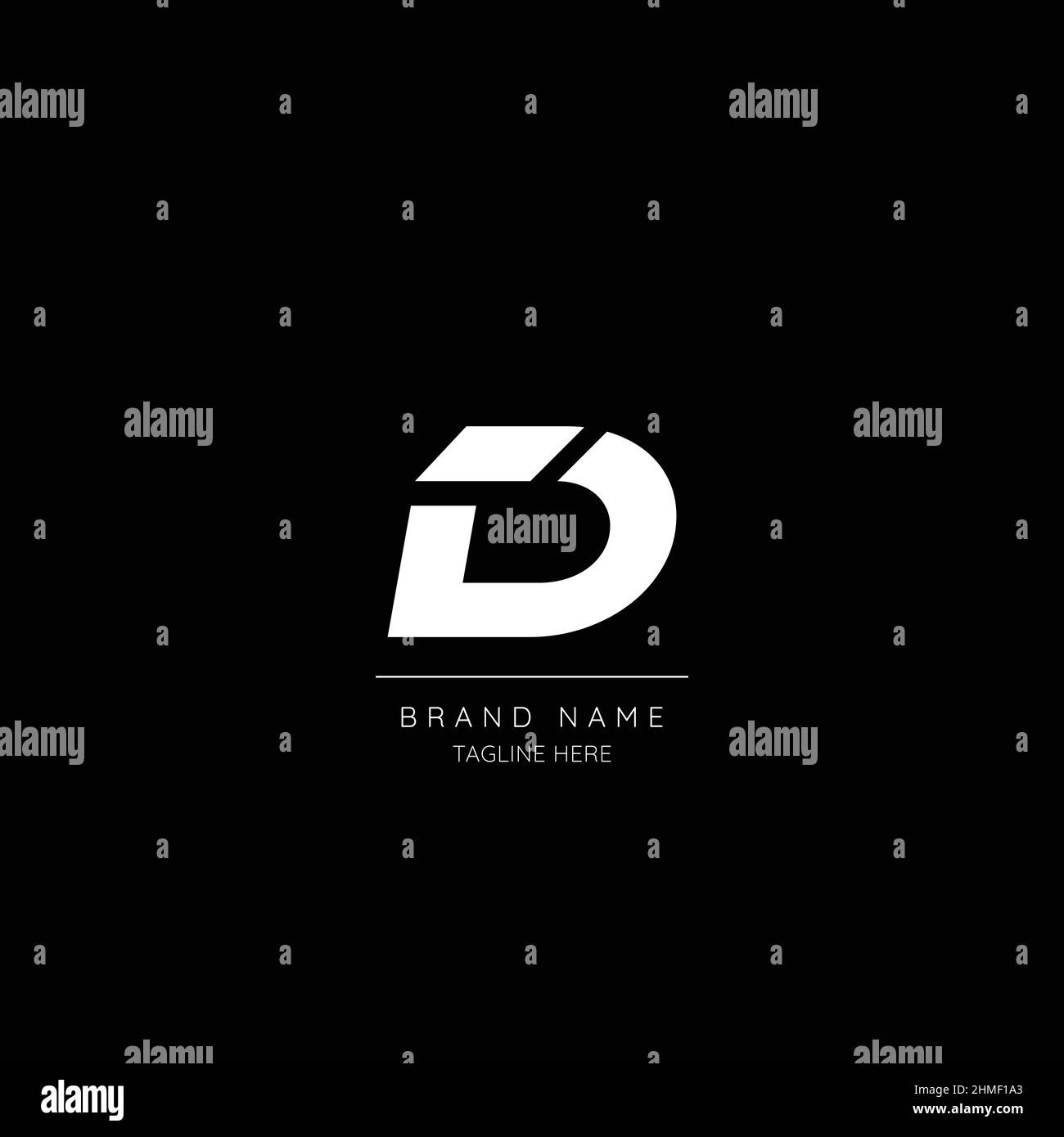 Style minimaliste couleur blanche et noire lettre D logo initial. Illustration de Vecteur