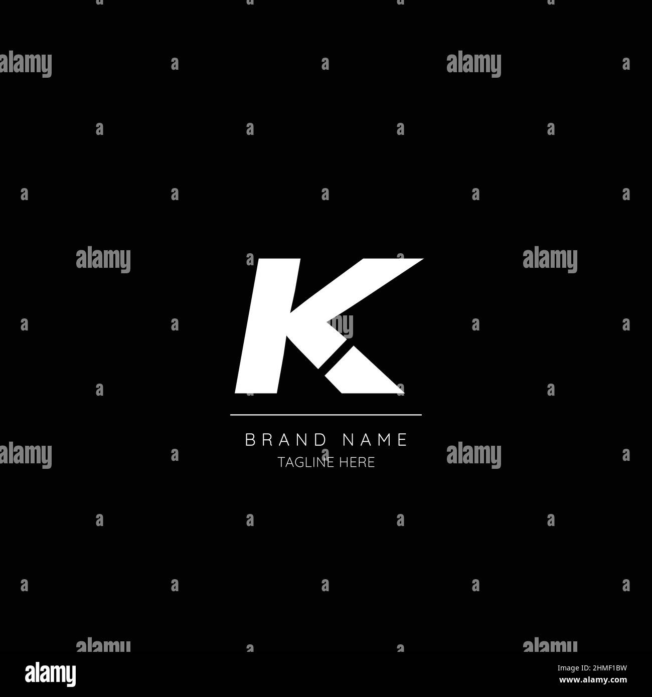 Style minimaliste couleur blanche et noire lettre K logo initial. Illustration de Vecteur