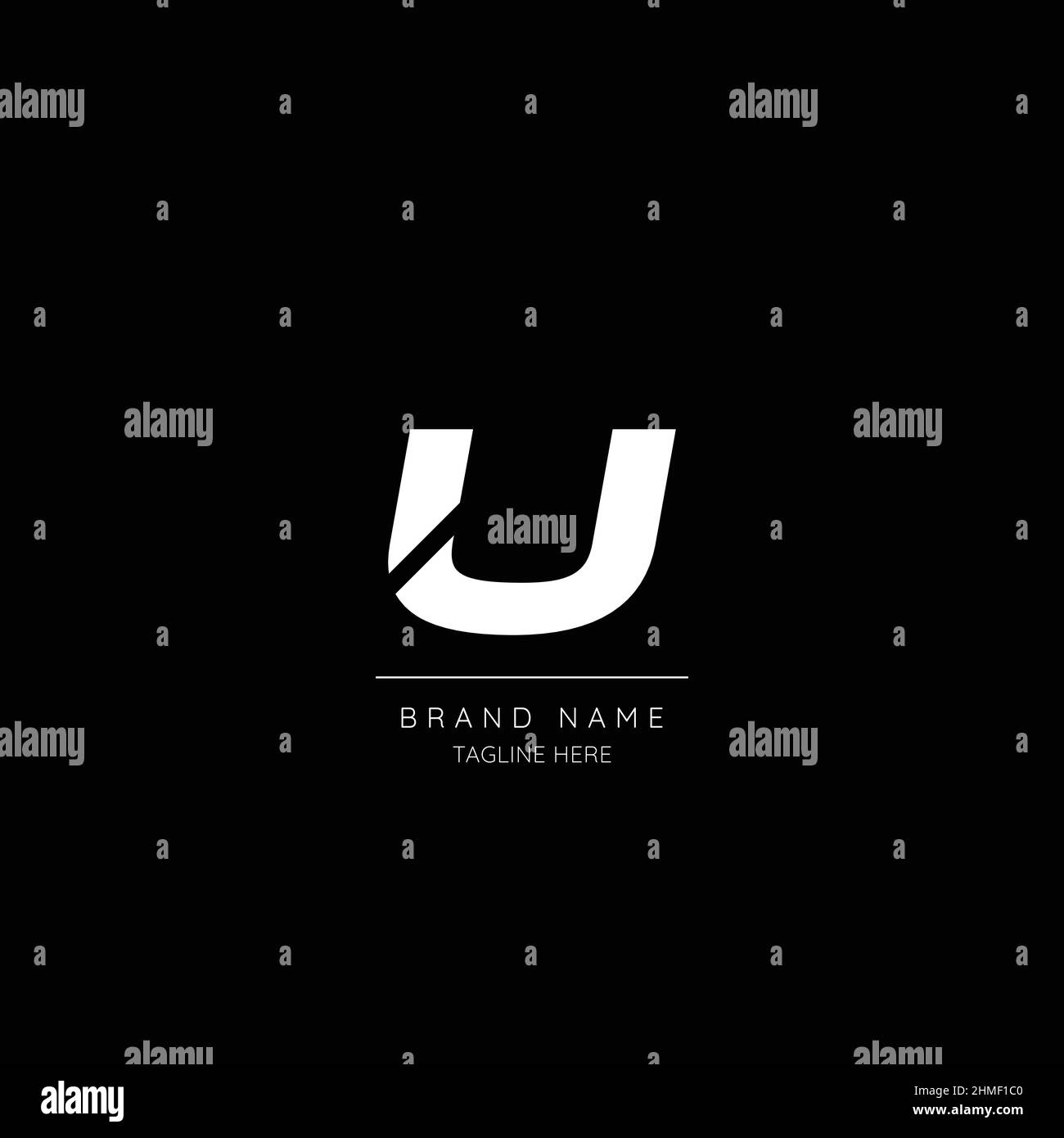 Style minimal blanc et noir lettre U logo initial. Illustration de Vecteur