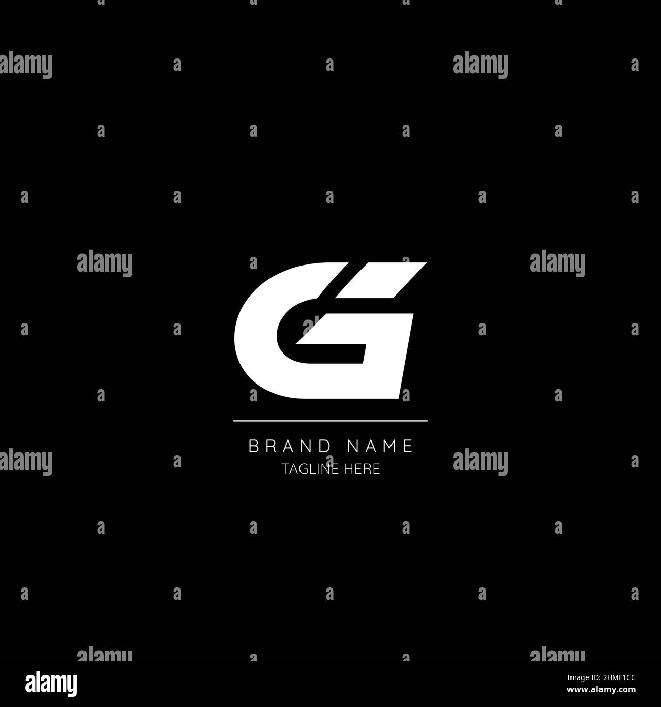Style minimaliste couleur blanche et noire lettre G logo initial. Illustration de Vecteur