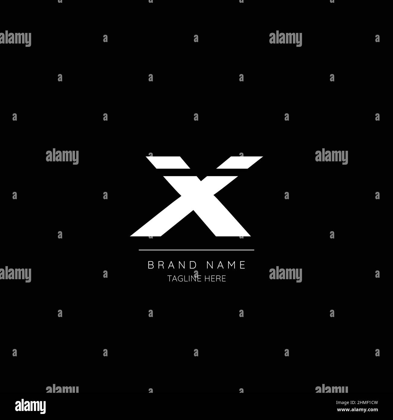 Style minimaliste blanc et noir couleur lettre X logo initial. Illustration de Vecteur