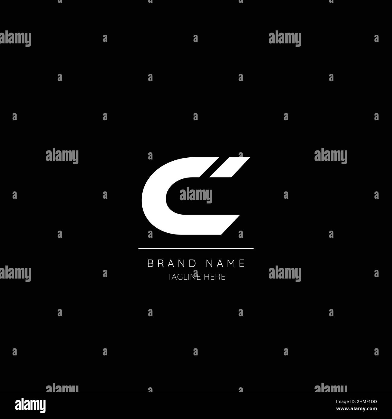 Style minimaliste couleur blanche et noire lettre C logo initial. Illustration de Vecteur