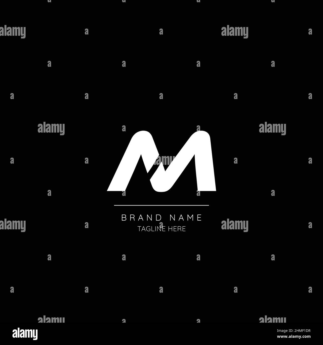 Style minimaliste couleur blanche et noire lettre M logo initial. Illustration de Vecteur
