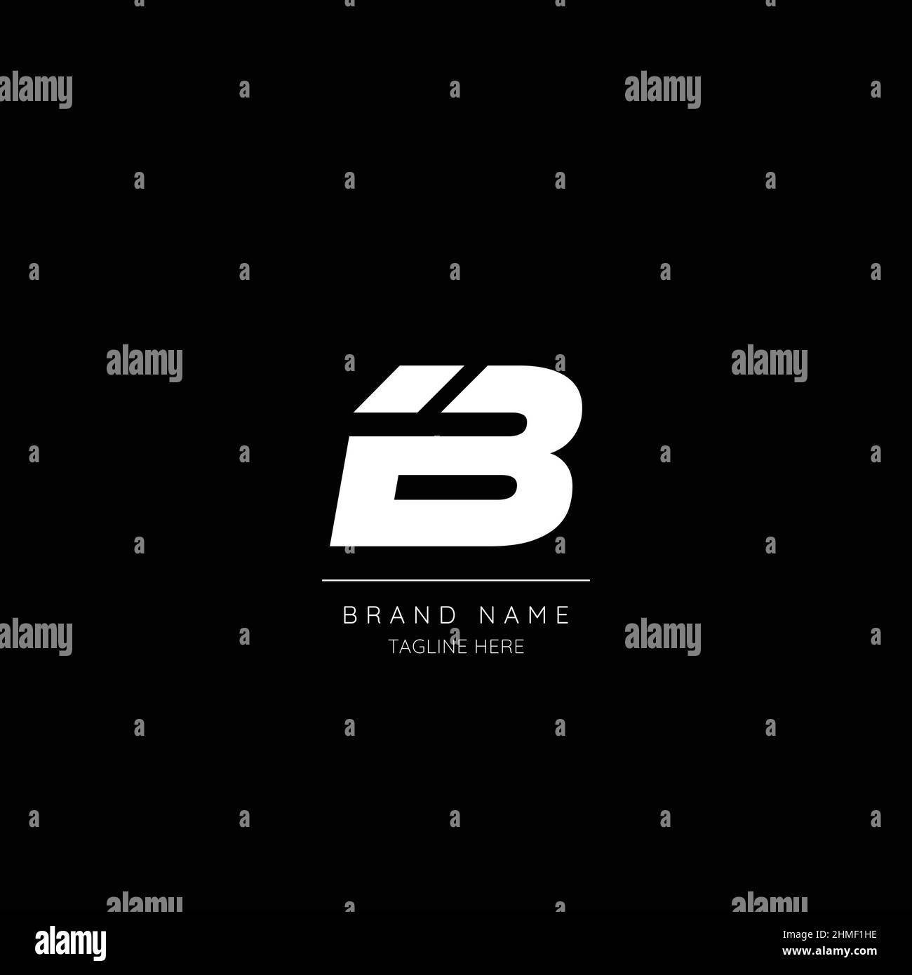Style minimaliste couleur blanche et noire lettre B logo initial. Illustration de Vecteur