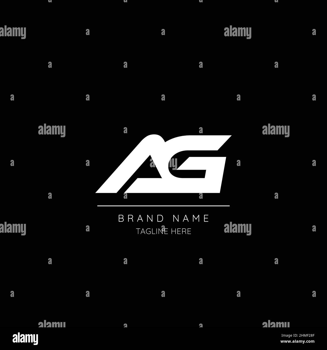 Style minimal blanc et noir lettre AG logo initial. Illustration de Vecteur