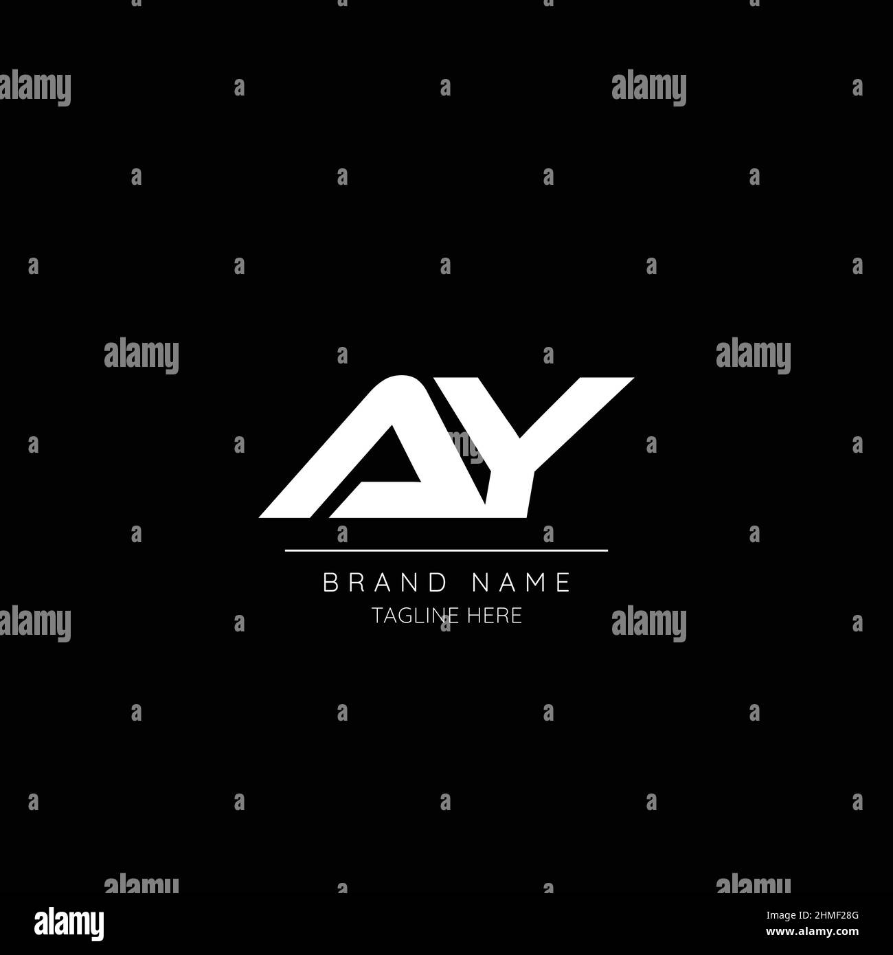 Style minimaliste couleur blanche et noire lettre AY logo basé. Illustration de Vecteur