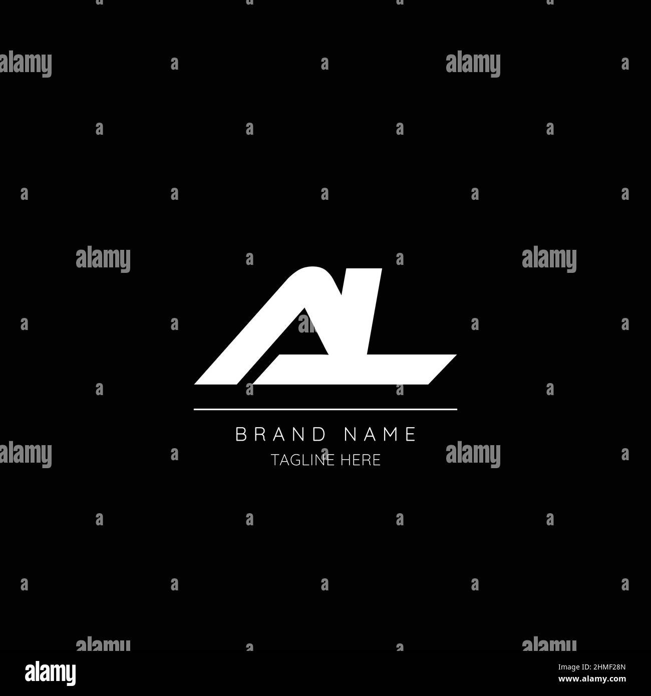 Style minimaliste blanc et noir lettre AL logo basé. Illustration de Vecteur